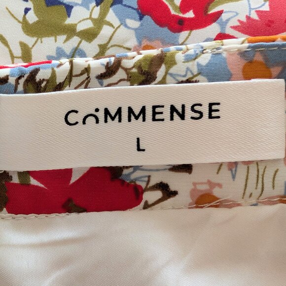 Commense Womens Size L White Allover Colorful Floral Back Zipper Lined Skirt - Picture 7 of 9